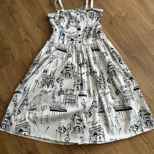 Karl Lagerfeld Black and White Spaghetti Strap Midi Dress